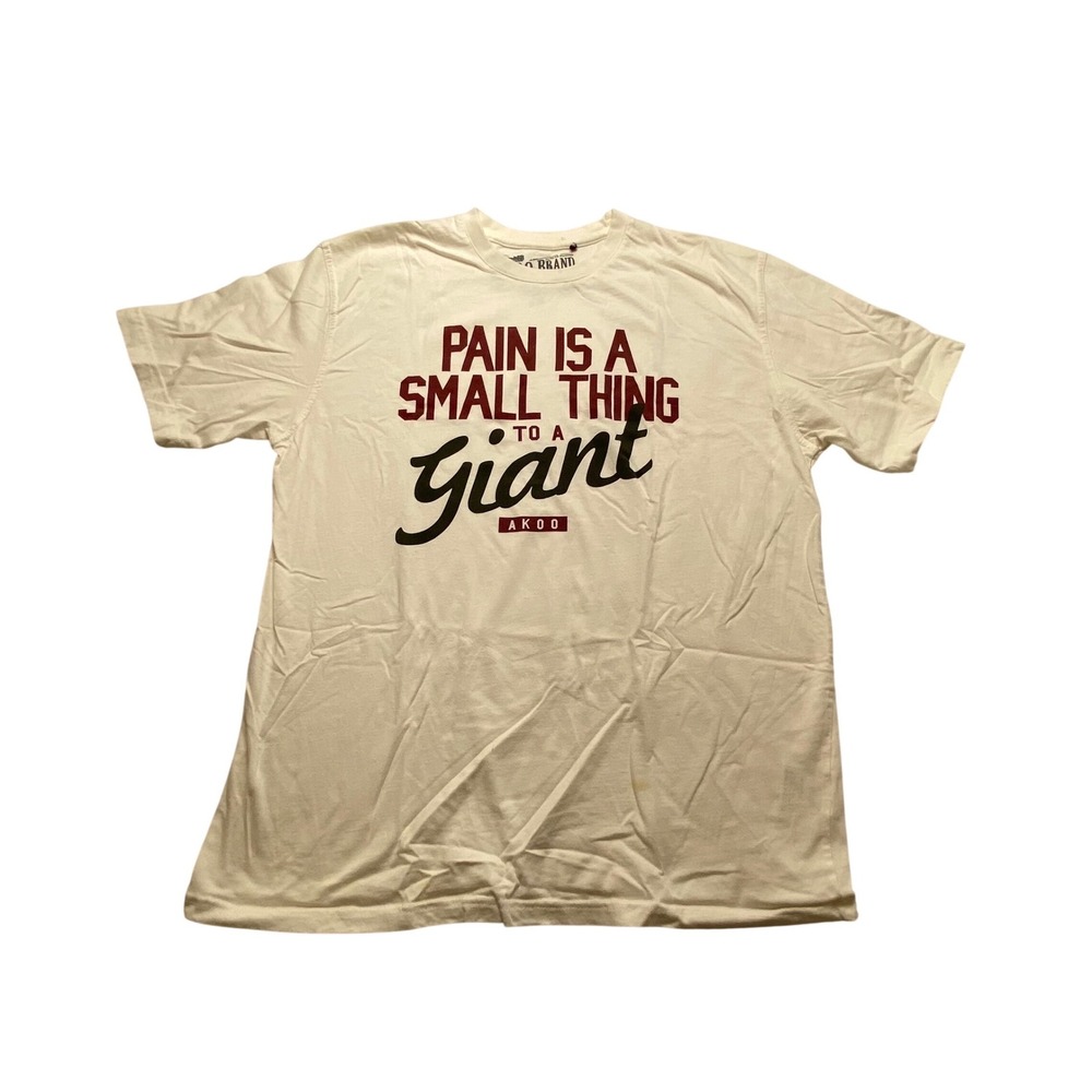 AKOO Mens XL Graphic T-Shirt Cream Pain Is A Small Thing To A Giant Cotton Tee